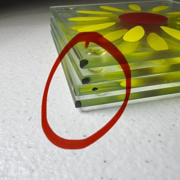 Set of 4 Yellow Flower Glass Coasters - Picture 7 of 9